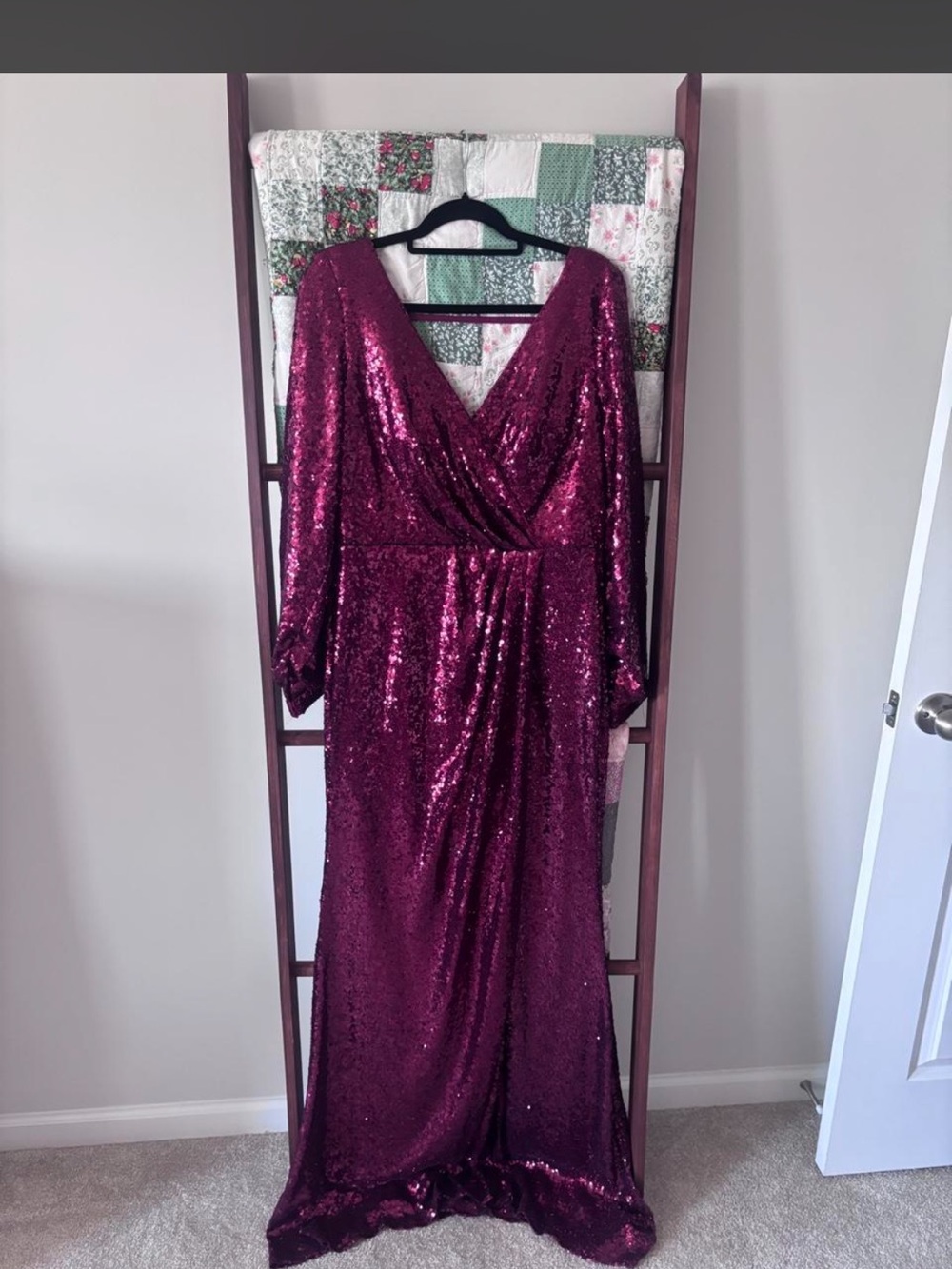 Revelry Berry Sequin Wrap Maxi Dress